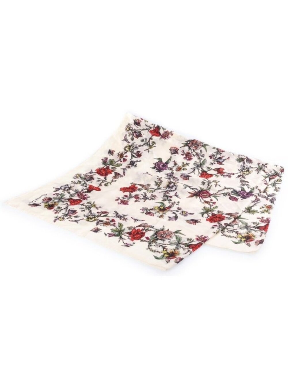Dior Cashmere Blend Floral Print Shawl Ivory Scarf